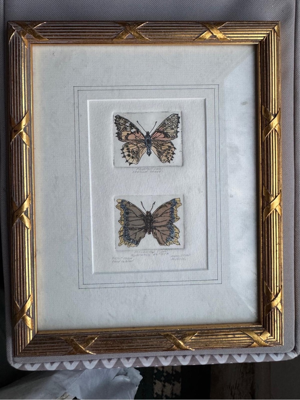 Framed Gold Butterfly Wall Art - Neutral Toned Accent